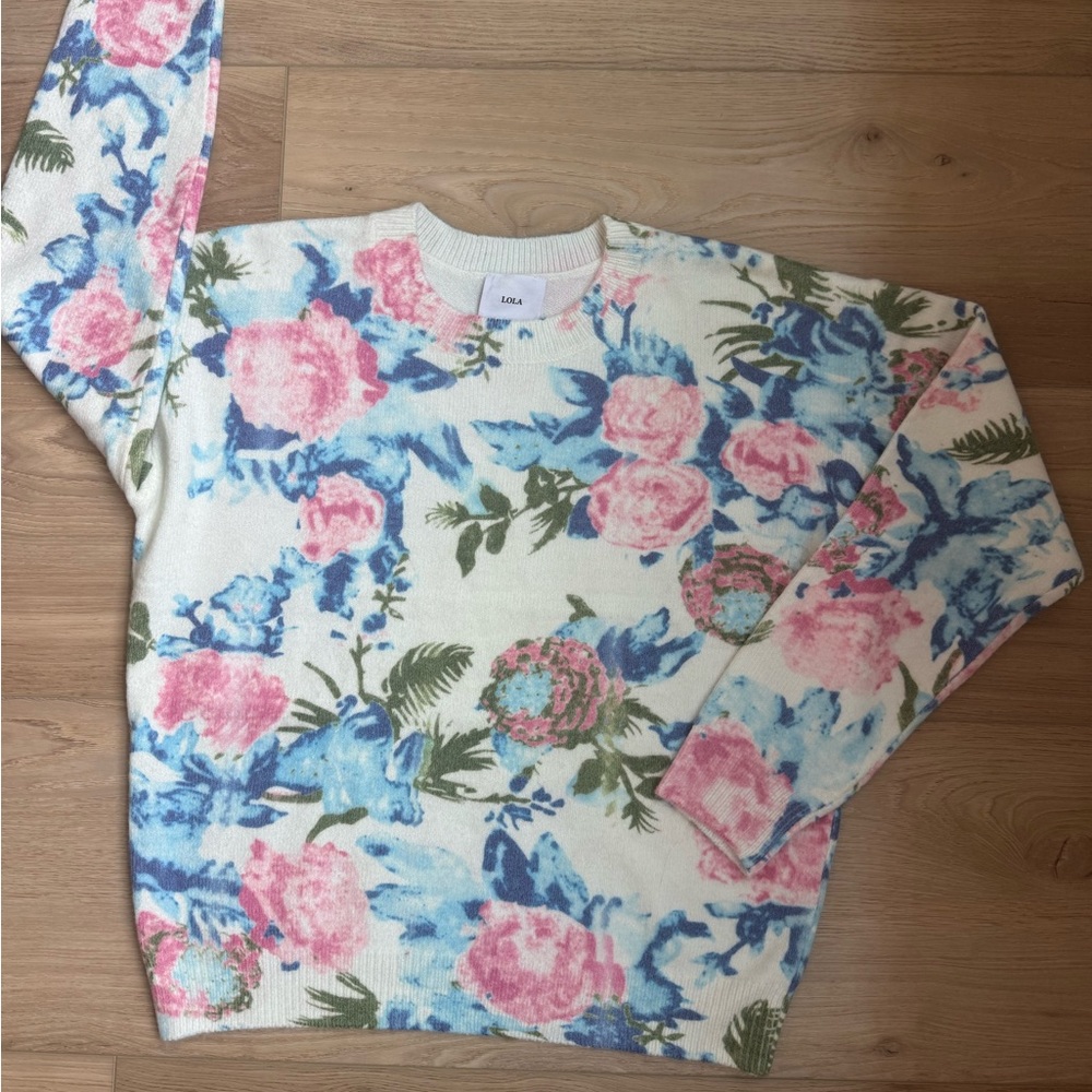 Lola Floral Crew Neck Sweater Fairy Dreamy Soft Cottagecore Romantic Chic Large